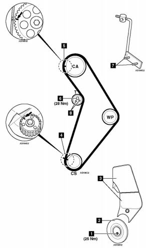 Diagrama de puesta a tiempo Fiat Punto 1.1 176A6
